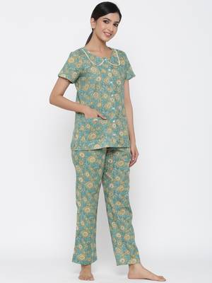 Sea-green printed cotton tunics 4