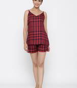 Red printed viscose rayon tunics