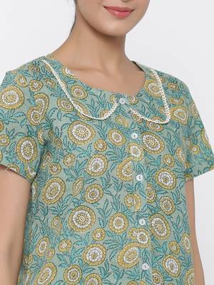 Sea-green printed cotton tunics 5