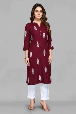 Wine printed rayon ethnic-kurtis 1