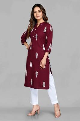 Wine printed rayon ethnic-kurtis 4