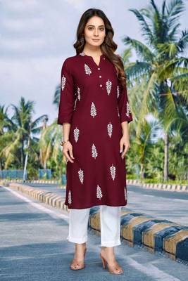 Wine printed rayon ethnic-kurtis 5