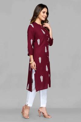 Wine printed rayon ethnic-kurtis 3