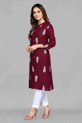 Wine printed rayon ethnic-kurtis 4