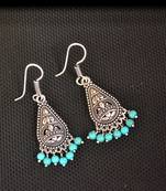 Turquoise Silver Oxidised Trendy Filigree danglers-drops Jhumki