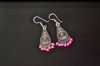 Pink Silver Oxidised Trendy Filigree danglers-drops Jhumki 1