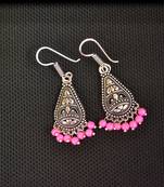 Pink Silver Oxidised Trendy Filigree danglers-drops Jhumki