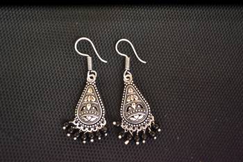 Black Silver Oxidised Trendy Filigree danglers-drops Jhumki 1