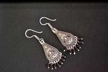 Black Silver Oxidised Trendy Filigree danglers-drops Jhumki 2