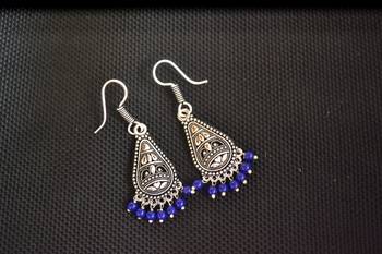 Blue Silver Oxidised Trendy Filigree danglers-drops Jhumki 2