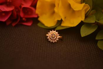 Sizzling gold floral diamond cubic zirconia clipon nose-ring or nosepin 1