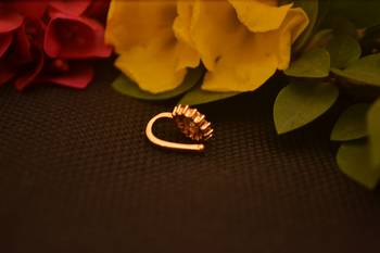 Sizzling gold floral diamond cubic zirconia clipon nose-ring or nosepin 3