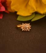 Sizzling gold floral diamond cubic zirconia clipon nose-ring or nosepin