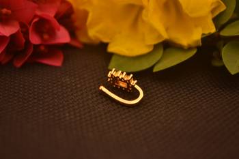Sizzling gold floral diamond cubic zirconia clipon nose-ring or nosepin 4