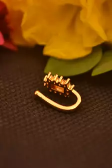 Sizzling gold floral diamond cubic zirconia clipon nose-ring or nosepin
