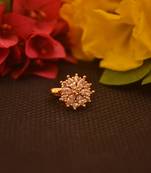 Sizzling gold floral diamond cubic zirconia clipon nose-ring or nosepin