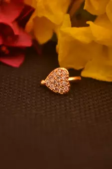 Sizzling gold floral diamond cubic zirconia clipon nose-ring or nosepin