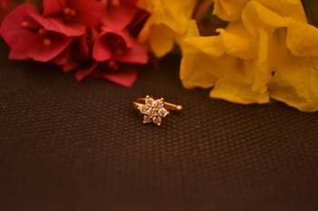 Sizzling gold floral diamond cubic zirconia clipon nose-ring or nosepin 2