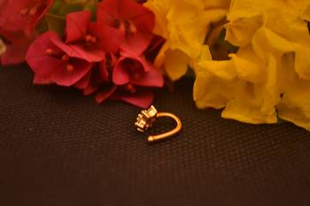 Sizzling gold floral diamond cubic zirconia clipon nose-ring or nosepin 3