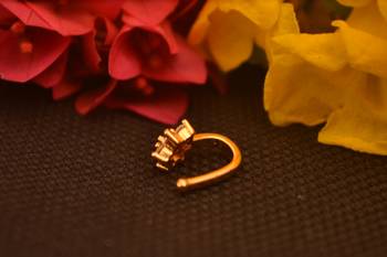 Sizzling gold floral diamond cubic zirconia clipon nose-ring or nosepin 2