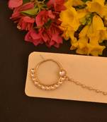 Gold Kudan nath or nathni with One pearl line no-piercing required nose-ring