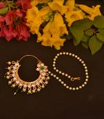 Ceremonial Nath or Nathni or Naath Gold Plated with American diamond nose ring