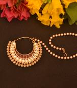Gold kudan nath or nathni or naath with one pearl line nose-ring