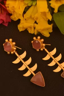 Pink onyx danglers-drops