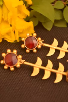 Maroon onyx danglers-drops