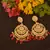 Red Designer kundan stone bridal dangler pearl stone earrings studs pearl chandbali