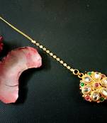 Green agate maang-tikka