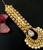 Gold agate maang-tikka