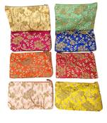 Shree Shyam Products Embroidered Jari Silk Pouch 8 Pcs, Envelopes Bag, Pouch Bag, Ethnic Purse for Event, Casual
