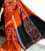 Awesome Fish Khadi Cotton Handloom Saree with Running Blouse Piece