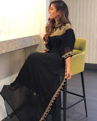 Sale !! Black Moroccan Dubai kaftan farasha abaya long gown zari fancy bedded caftan  2