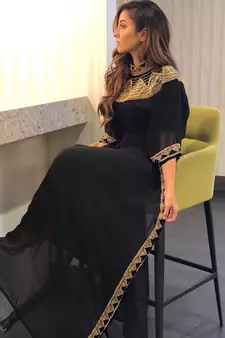 Sale !! Black Moroccan Dubai kaftan farasha abaya long gown zari fancy bedded caftan 