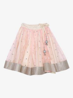 Flowery printed choli with flower and danglers and Ivory peach sequenced lehenga 4