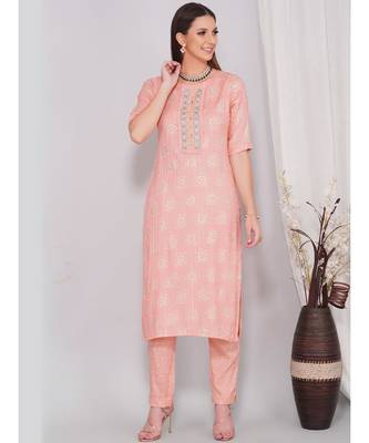 Pink Kurta Set with Narrow Pant 1