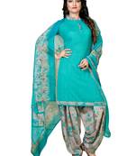 Sky Blue  Crepe Printed Unstitched Salwar Suit Dress Material (Free Size)