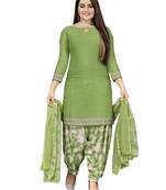 Green  Crepe Printed Unstitched Salwar Suit Dress Material (Free Size)