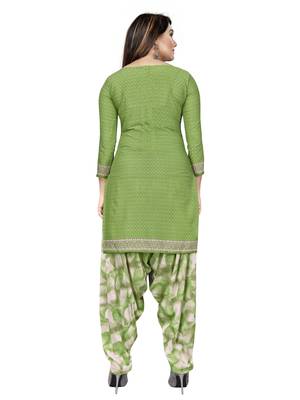 Green  Crepe Printed Unstitched Salwar Suit Dress Material (Free Size) 4