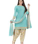 Light Blue  Crepe Printed Unstitched Salwar Suit Dress Material (Free Size)