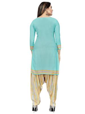Light Blue  Crepe Printed Unstitched Salwar Suit Dress Material (Free Size) 4