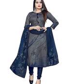 Blue  Crepe Printed Unstitched Salwar Suit Dress Material (Free Size)