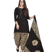 Black   Crepe Printed Unstitched Salwar Suit Dress Material (Free Size)