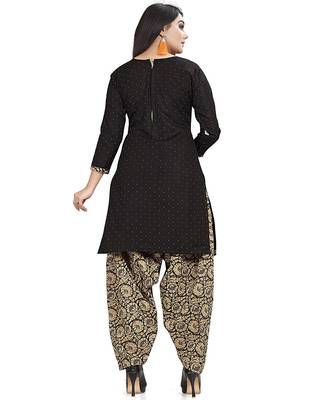 Black   Crepe Printed Unstitched Salwar Suit Dress Material (Free Size) 2