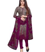 Purple  Crepe Printed Unstitched Salwar Suit Dress Material (Free Size)