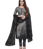 Black  Crepe Printed Unstitched Salwar Suit Dress Material (Free Size)