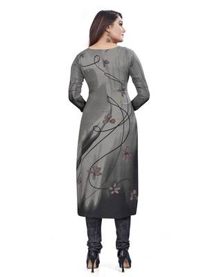 Black  Crepe Printed Unstitched Salwar Suit Dress Material (Free Size) 4