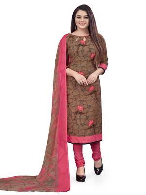 red  Crepe Printed Unstitched Salwar Suit Dress Material (Free Size) 1